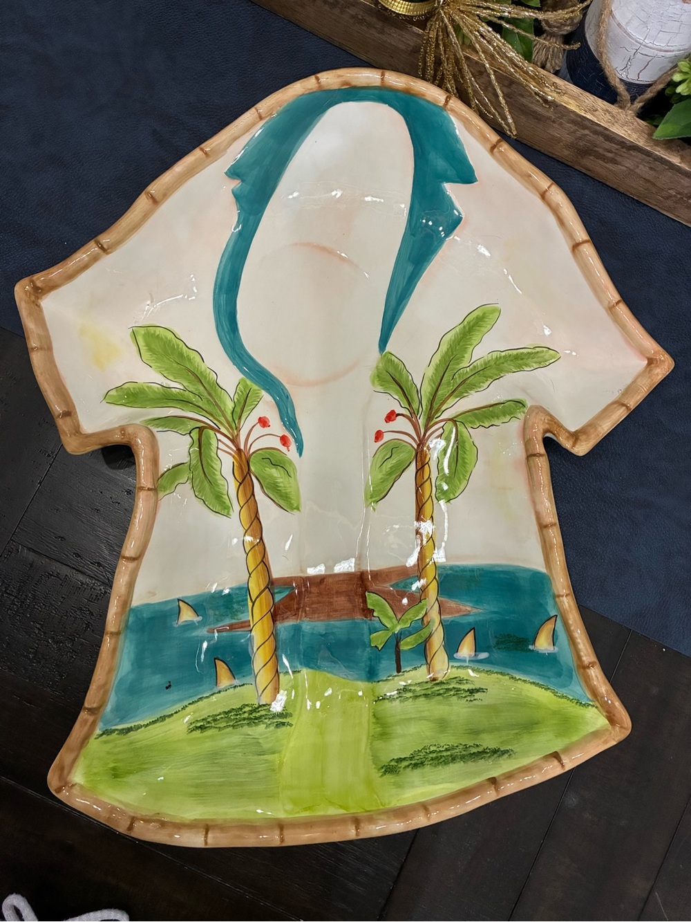 Vintage Anne Ormsby “Tropical Palm” Ceramic Serving Platter